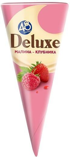 Мороженое 48 копеек Deluxe Клубника-Малина рожок 78 гр., обертка