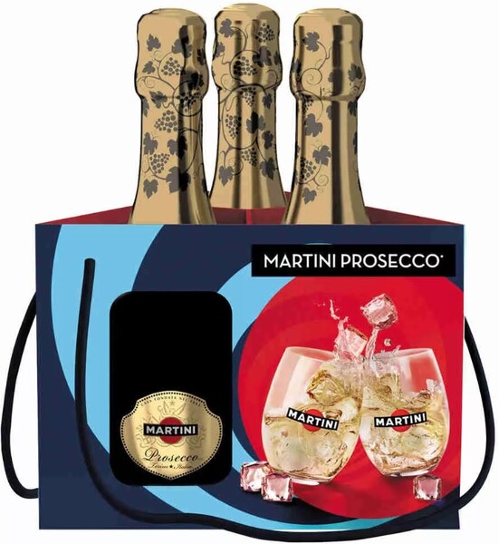 Вино игристое белое сухое «Martini Prosecco» набор из 3-х бутылок по 0.2, 0.6 л