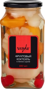 Коктейль фруктовый VEGDA в легком сиропе, 880мл Китай, 880 мл