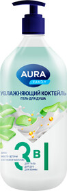 Гель для душа AURA Family Увлажняющий коктейль 1000 мл