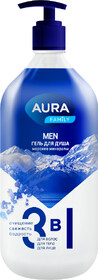 Гель для душа AURA Men 3 в 1 морские минералы 1000 мл