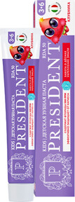 Зубная паста детская President Клубника 3-6 лет, 50 RDA, 70 г