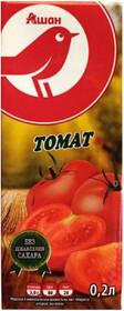 Сок томатный АШАН с солью, 200 мл