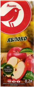 Сок яблочный АШАН, 200 мл