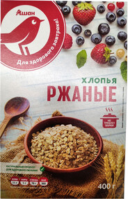 Хлопья АШАН ржаные быстрого приготовления, 400 г