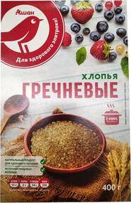 Хлопья АШАН гречневые быстрого приготовления, 400 г