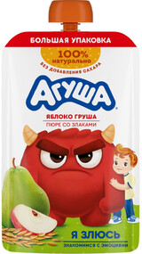 Пюре Агуша Яблоко Груша Злаки 160г Дой пак