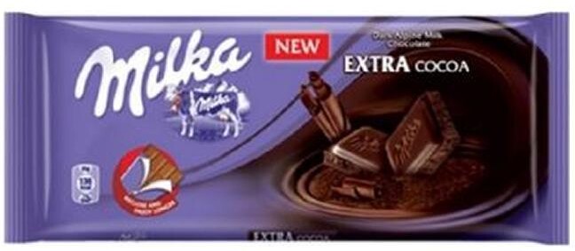 Шоколад Milka Extra Cocoa Dark темный 45% какао 90 гр., флоу-пак