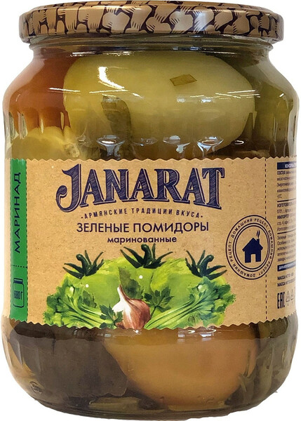 Помидоры Janarat зеленые маринованные , 720 мл, стекло
