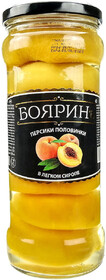Персики  консервированные «Бояринъ» половинки в легком сиропе, 580 мл