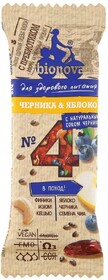 Батончик для здорового питания Bionova №4 Черника и Яблоко с натуральным соком черники, 35 г