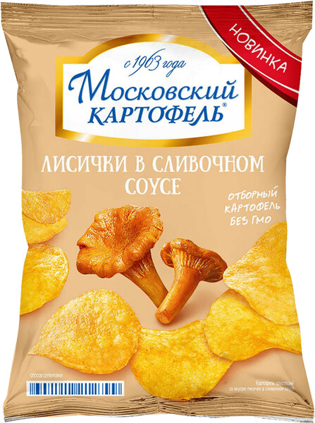 Чипсы Московский картофель Лисички в сливочном соусе, 0.03кг