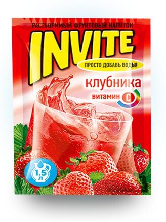 Растворимый напиток Invite клубника, 9 г