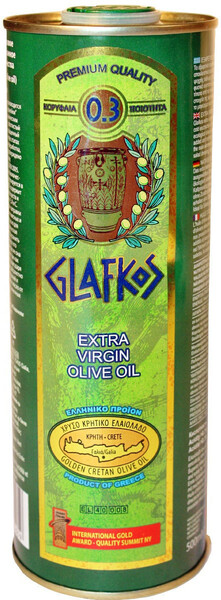 Оливковое масло Glafkos Extra Virgin кислотность 0,3 кр. ж/б, 500 мл, Греция