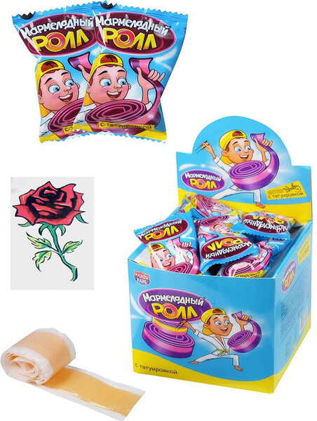 Мармелад с татуировкой Канди клаб Мармеладный ролл, 12 гр., сашет