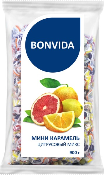 Мини-карамель BONVIDA Цитрусовый микс, 900г Россия, 900 г