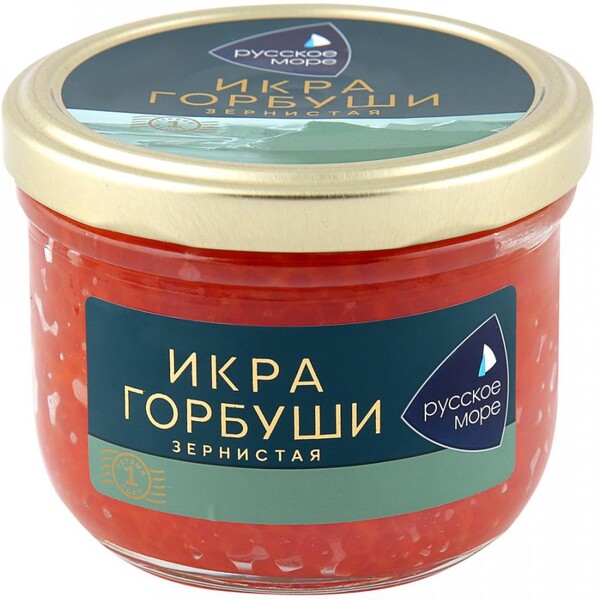 Икра горбуши зернистая Русское море 1 сорт, 210 г