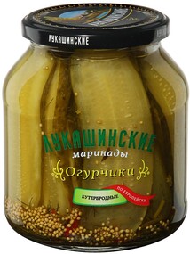 Огурцы Лукашинские бутербродные маринованные по-европейски , 670 гр, стекло