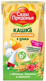 Д/п кашка САДЫ ПРИДОНЬЯ безмолочная из 4-х злак. с ябл. бананом и малиной 125г