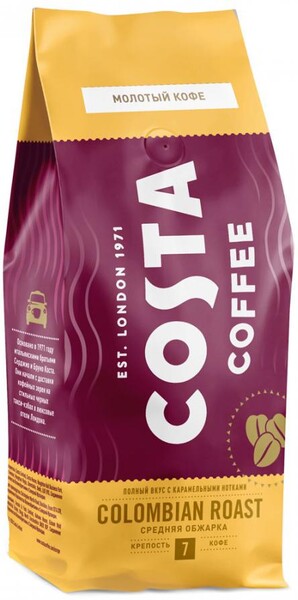 Costa Coffee/Сolombian Roast/кофе молотый/средняя обжарка/кофе для турки