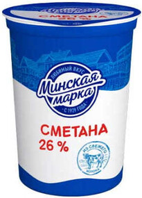 Сметана Минская марка 26% 380г ст БЗМЖ