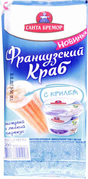 Крабовые палочки Санта Бремор Французский краб с крилем 200г