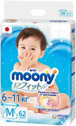 Детские подгузники Moony M 6-11 кг 62 шт
