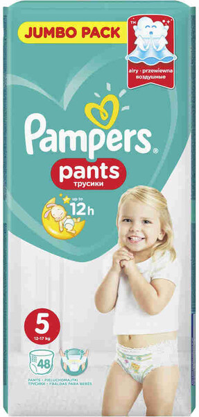 Подгузники-трусики Pampers Pants 5 (12-17 кг) 48 шт в г. Москва. Сравнение  цен и скидки в каталоге FoodsPrice