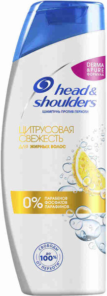 Шампунь-бальзам против перхоти для жирных волос HEAD&SHOULDERS Цитрусовая свежесть 2в1, 400мл Румыния, 400 мл