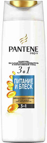 Шампунь-бальзам для нормального и смешанного типа волос PANTENE Питание и блеск 3в1, 360мл Франция, 360 мл
