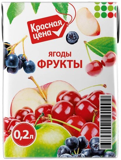 Нектар Красная цена яблоко вишня черноплодная рябина 0.2л