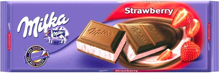Шоколад Milka Strawberry, 300 гр., флоу-пак
