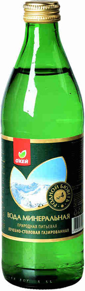 Вода минеральная питьевая ОКЕЙ Родной Бювет -4 леч/стол газ 0,45л ст/б