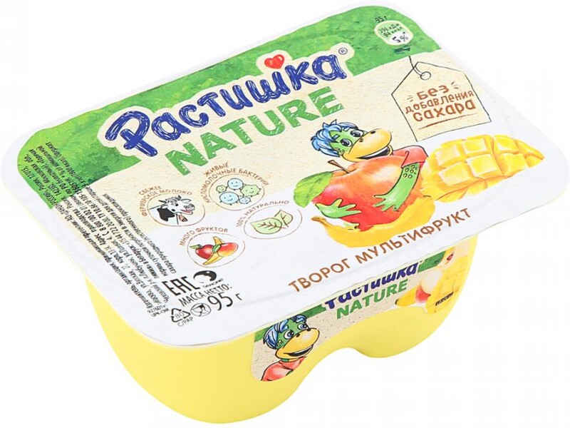 Творог Растишка Nature без сахара мультифрукт 3.5% 95 г