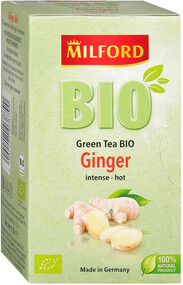 Зеленый чай в пакетиках Милфорд Био чай Имбирь Натуральный чай для заварки с имбирем 20 шт по 1,75г
