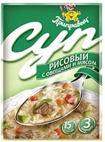 Суп быстрого приготовления Приправыч Рисовый с овощами и мясом, 60 гр., пластиковая упаковка