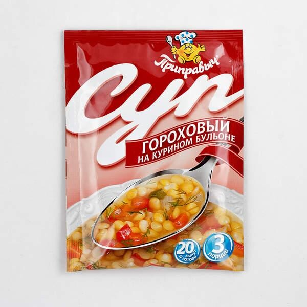 Суп быстрого приготовления Приправыч Гороховый на курином бульоне, 60 гр., пластиковая упаковка