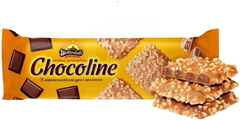 Шоколадово Печенье Chocoline карамель с арахисом