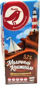 Коктейль молочный Auchan Красная Птица шоколадный 3,2%, 200 мл