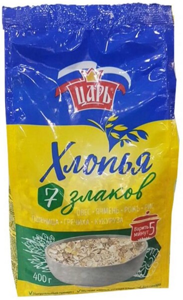 Хлопья мультизлаковые ЦАРЬ 7 злаков, Экстра, 400г Россия, 400 г