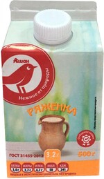 Ряженка Auchan Красная Птица 3.2%, 500 г