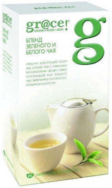 Чай зеленый Grace с добавлением белого чая в пакетиках, 25х1.5 г