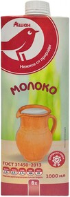 Молоко Auchan Красная Птица ультрапастеризованное 6%, 1 л