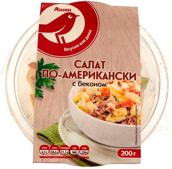 Салат Auchan Красная Птица по-американски с беконом, 200 г