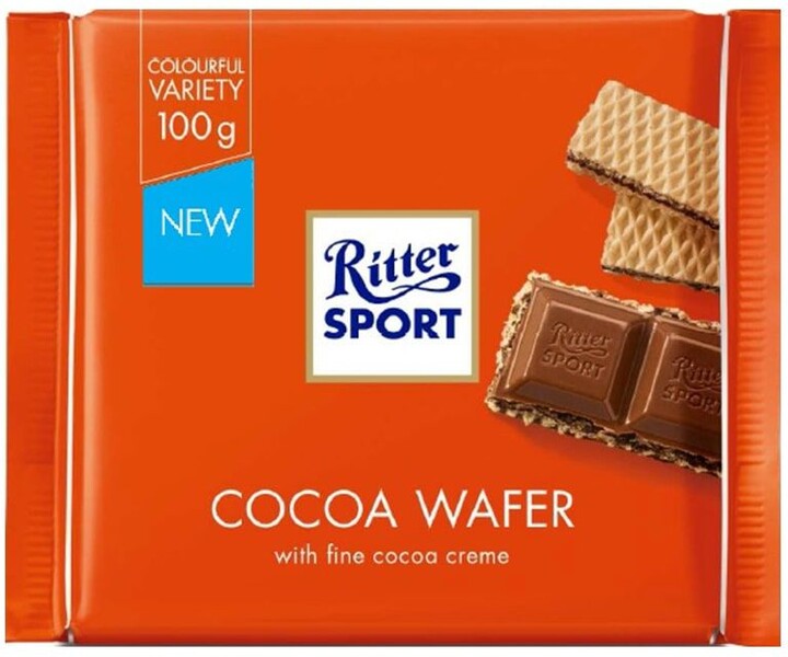 Шоколад Ritter Sport Молочный с начинкой какао и вафли 100г