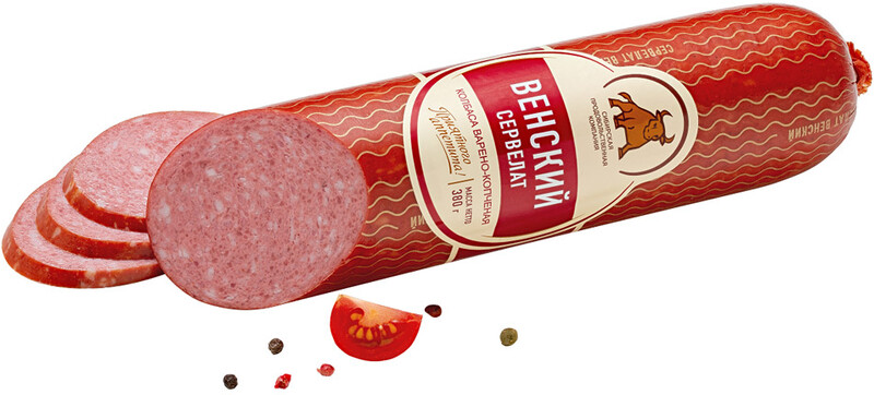 Колбаса копчено-вареная СПК Сервелат Венский, 380г