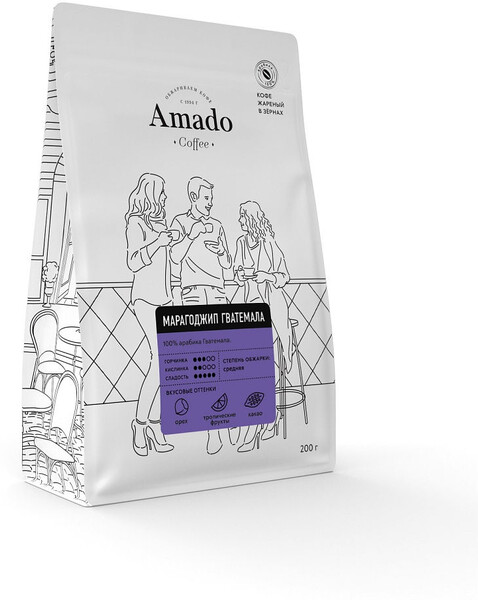 Кофе арабика в зернах Марагоджип Гватемала, 200г