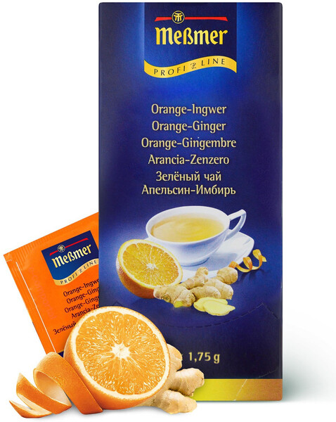 Зеленый чай в пакетиках Мессмер с апельсином и имбирем Китайский чай для заварки 25 шт по 1,75 гр