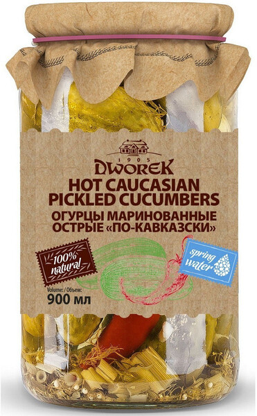 Огурцы Dworek маринованные острые 